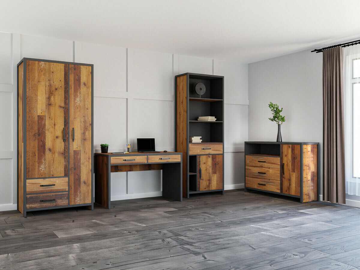 Стеллаж Belsera 106 (Коричневый + Матера серый)