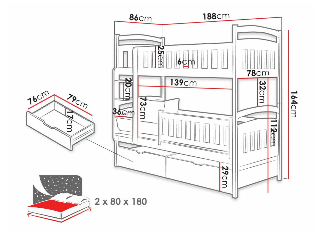 Divstāvu gulta Vista 108