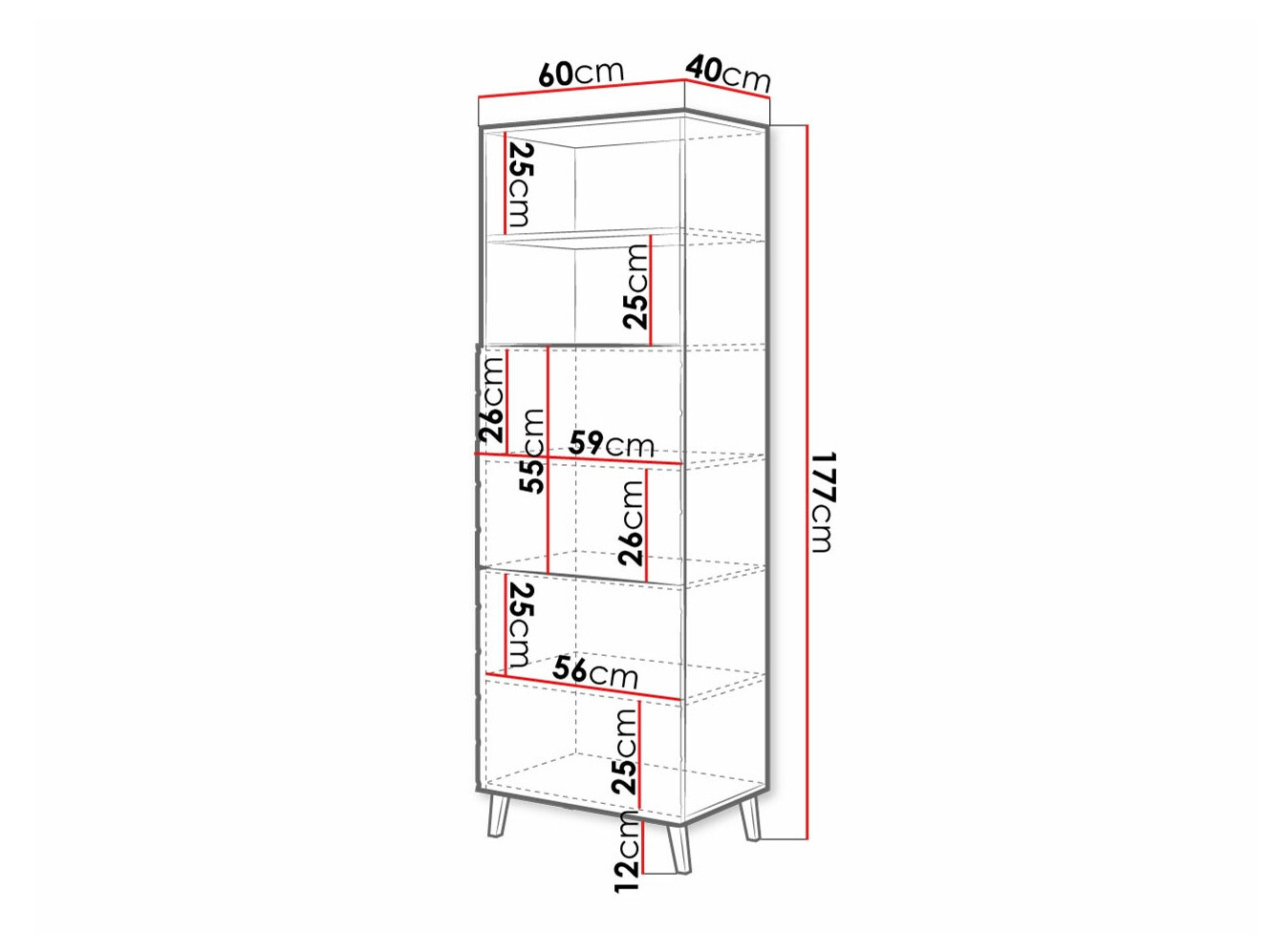 Стеллаж Charlotte 178 (Белый + Глянцевый белый)