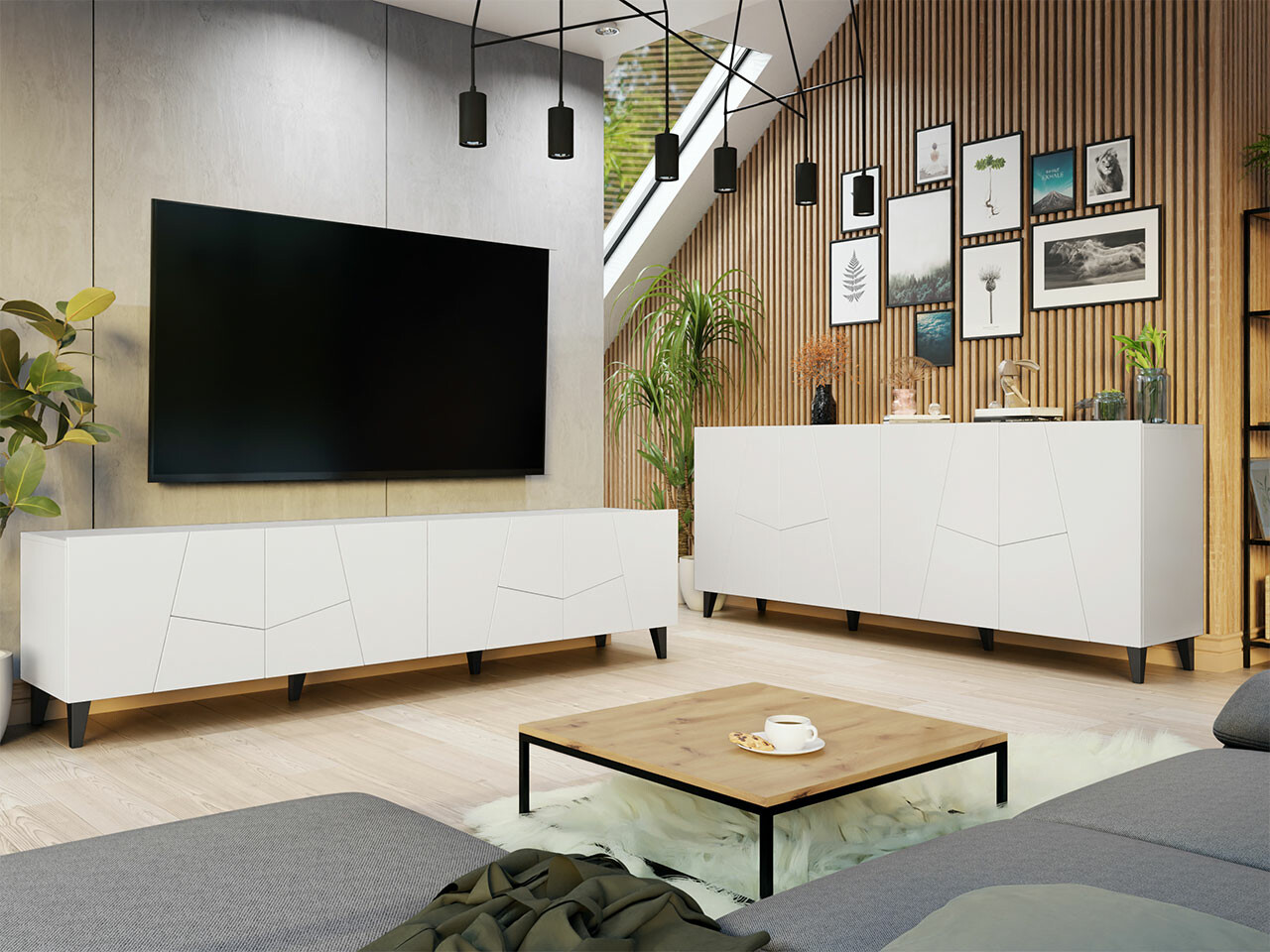 Viesistabas komplekts Charlotte 182 (Balts + Melns)