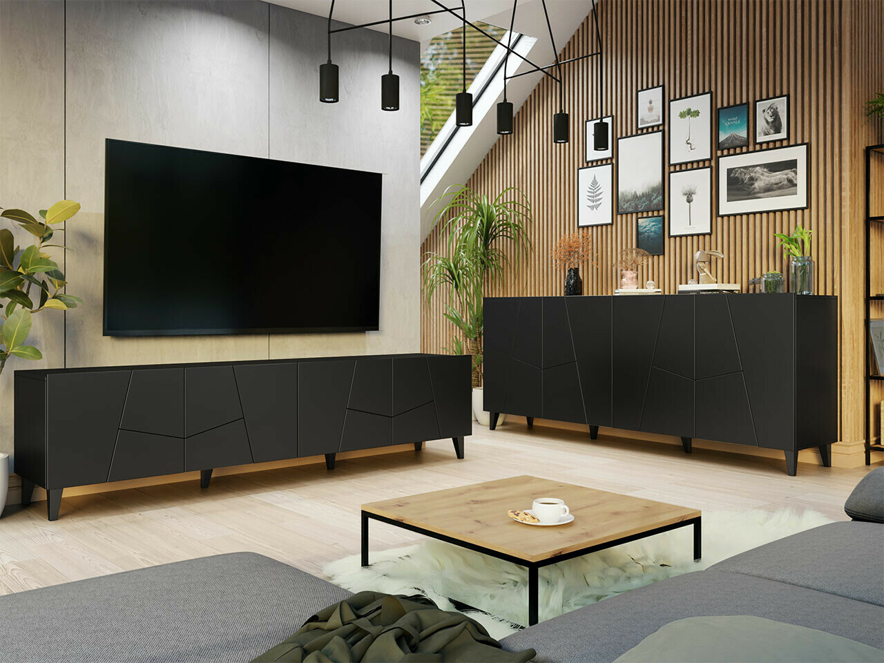 Viesistabas komplekts Charlotte 182 (Melns)