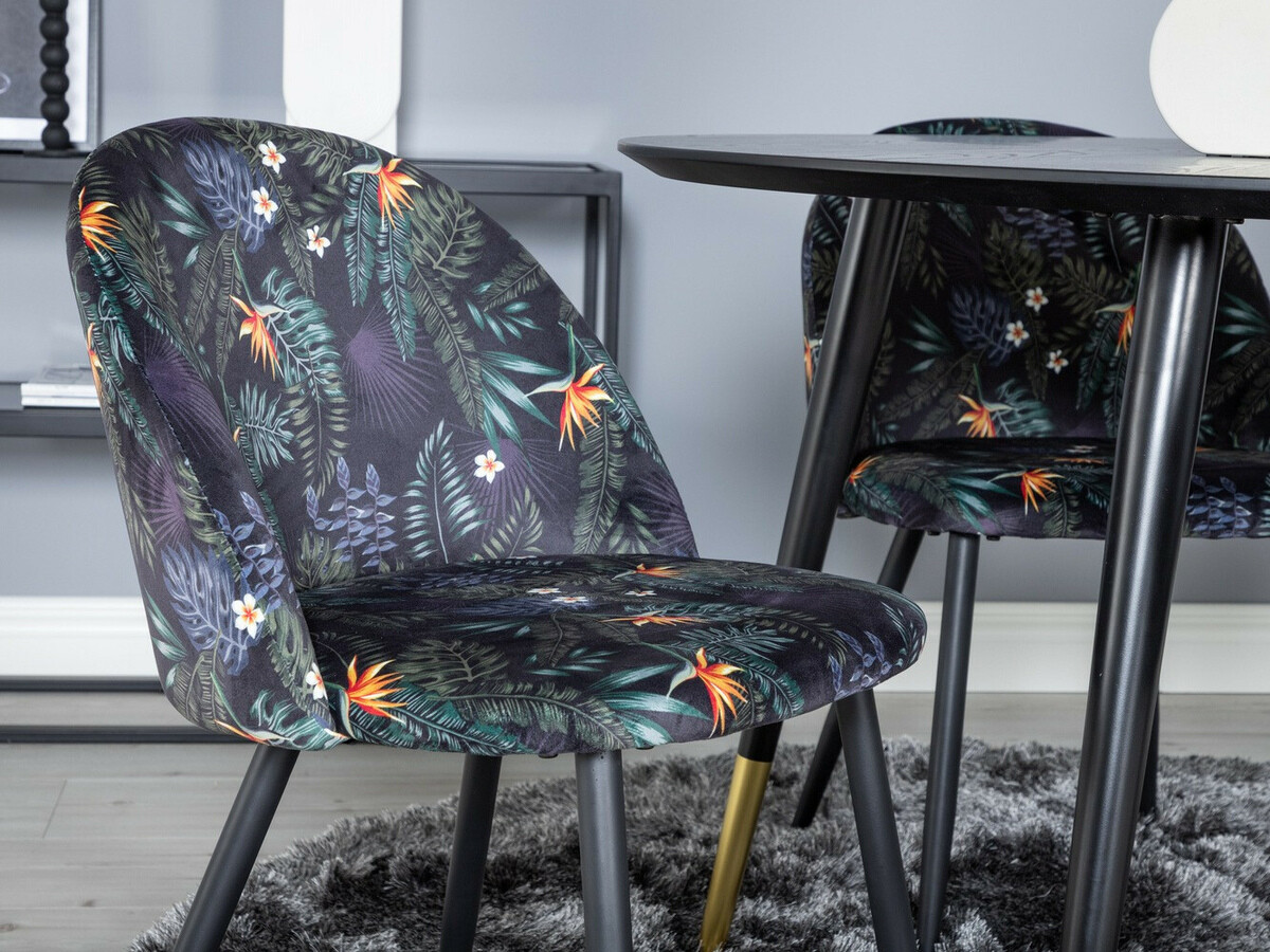 Ēdamistabas komplekts Dallas 1191 (Ziedu raksts + Melns)