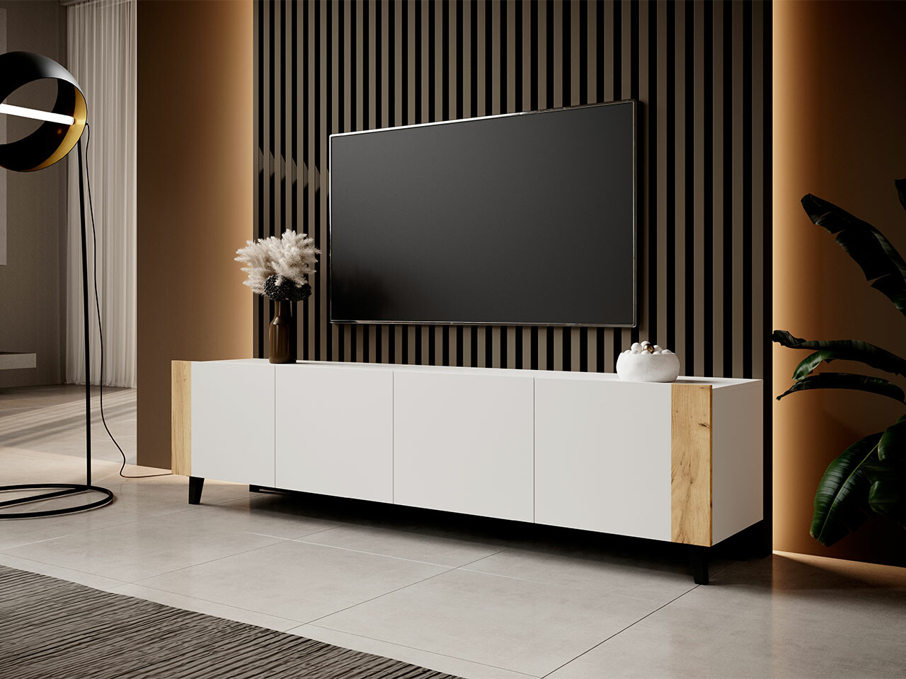 TV galds Charlotte 184 (Balts + Craft ozols)