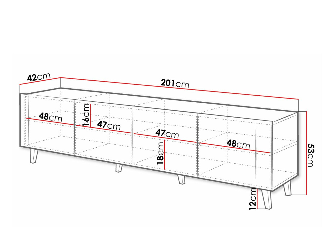 TV galds Charlotte 184 (Balts + Craft ozols)