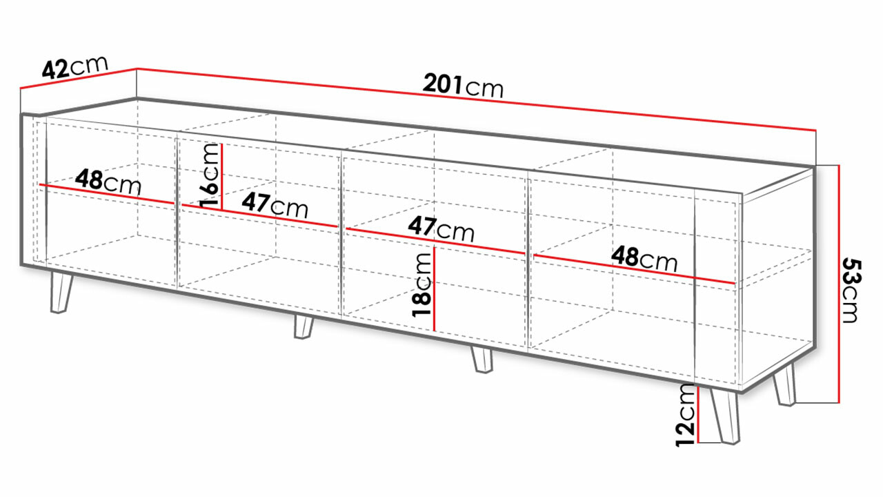ТВ тумба Charlotte 184 (Чёрный + Craft дуб)
