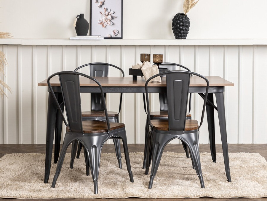 Ēdamistabas komplekts Dallas 3366 (Rieksts + Tumši pelēks)