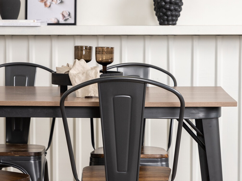 Ēdamistabas komplekts Dallas 3366 (Rieksts + Tumši pelēks)