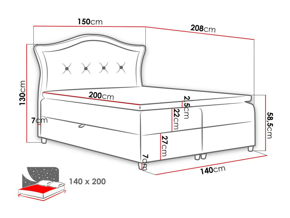 Континентальная кровать Baltimore 135 (Magic Velvet 2207)