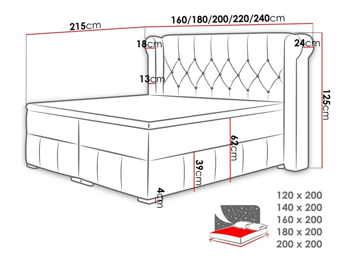 Континентальная кровать Baltimore 132 (Magic Velvet 2217)