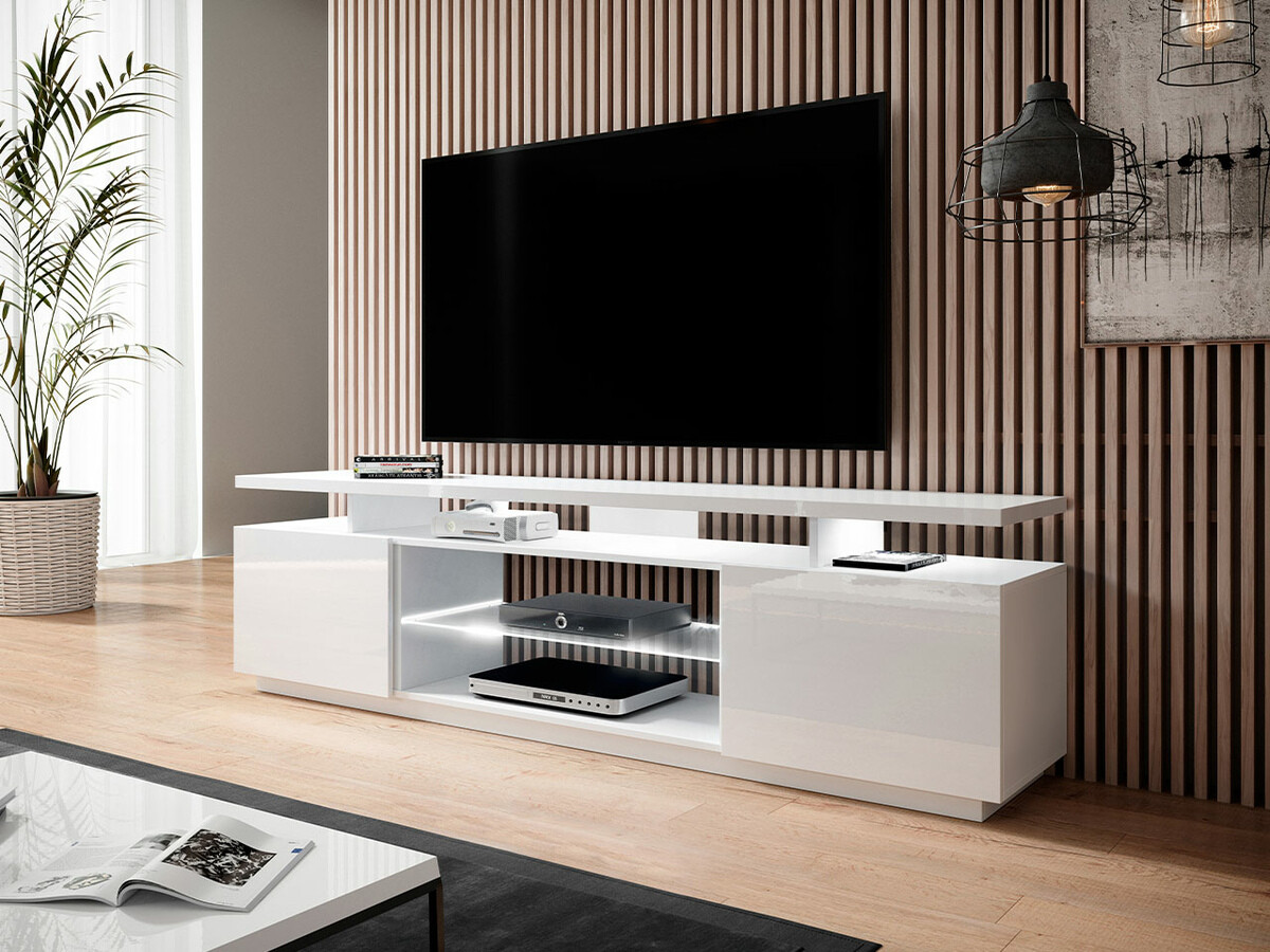TV galds Figura (Balts + Glancēts balts)
