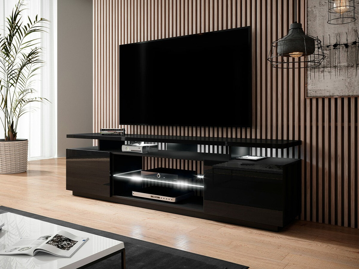 TV galds Figura (Melns + Glancēts melns)