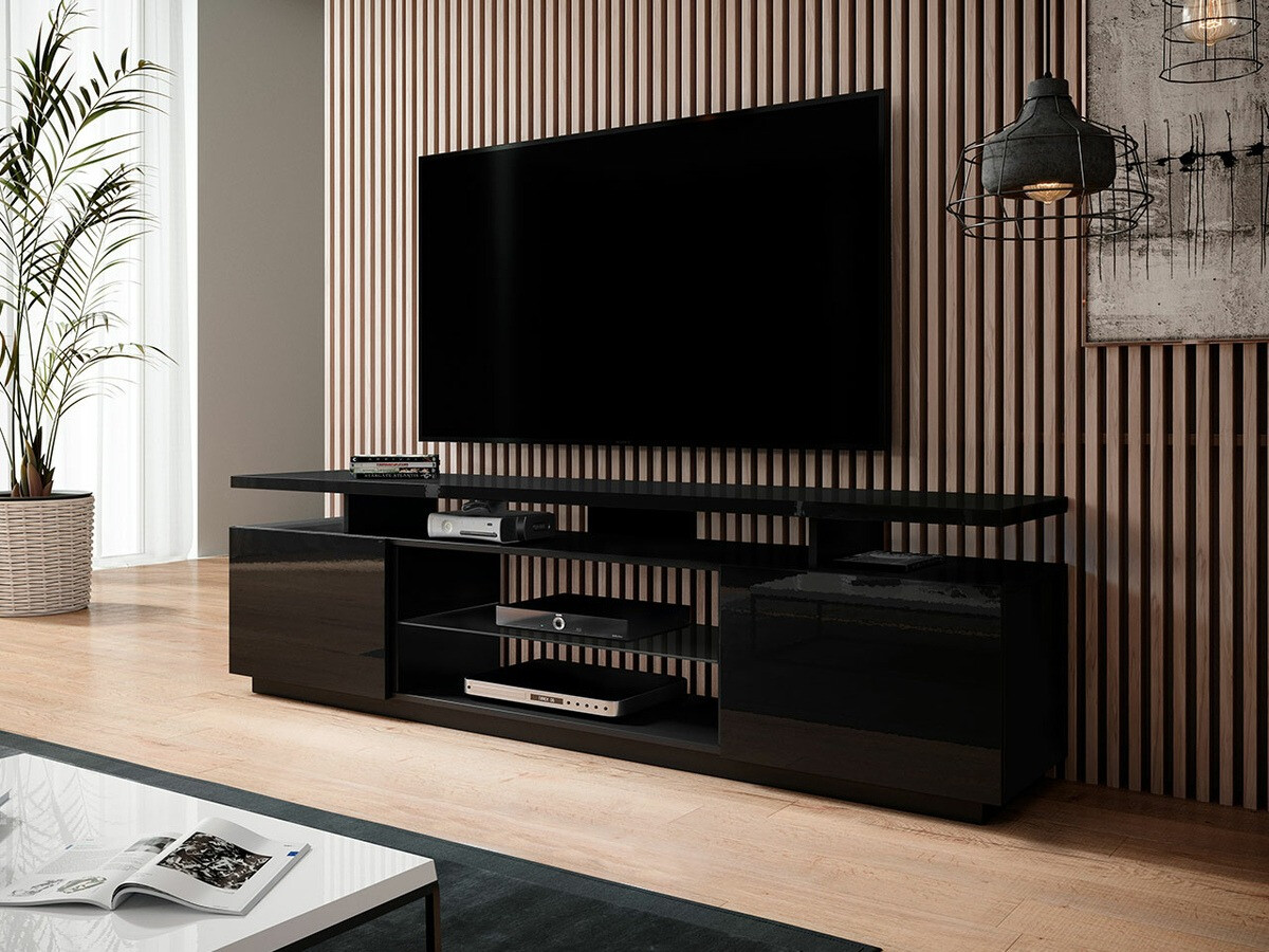 TV galds Figura (Melns + Glancēts melns)