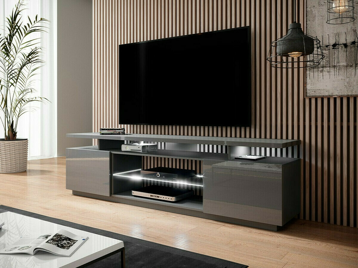 TV galds Figura (Pelēks + Glancēts pelēks)