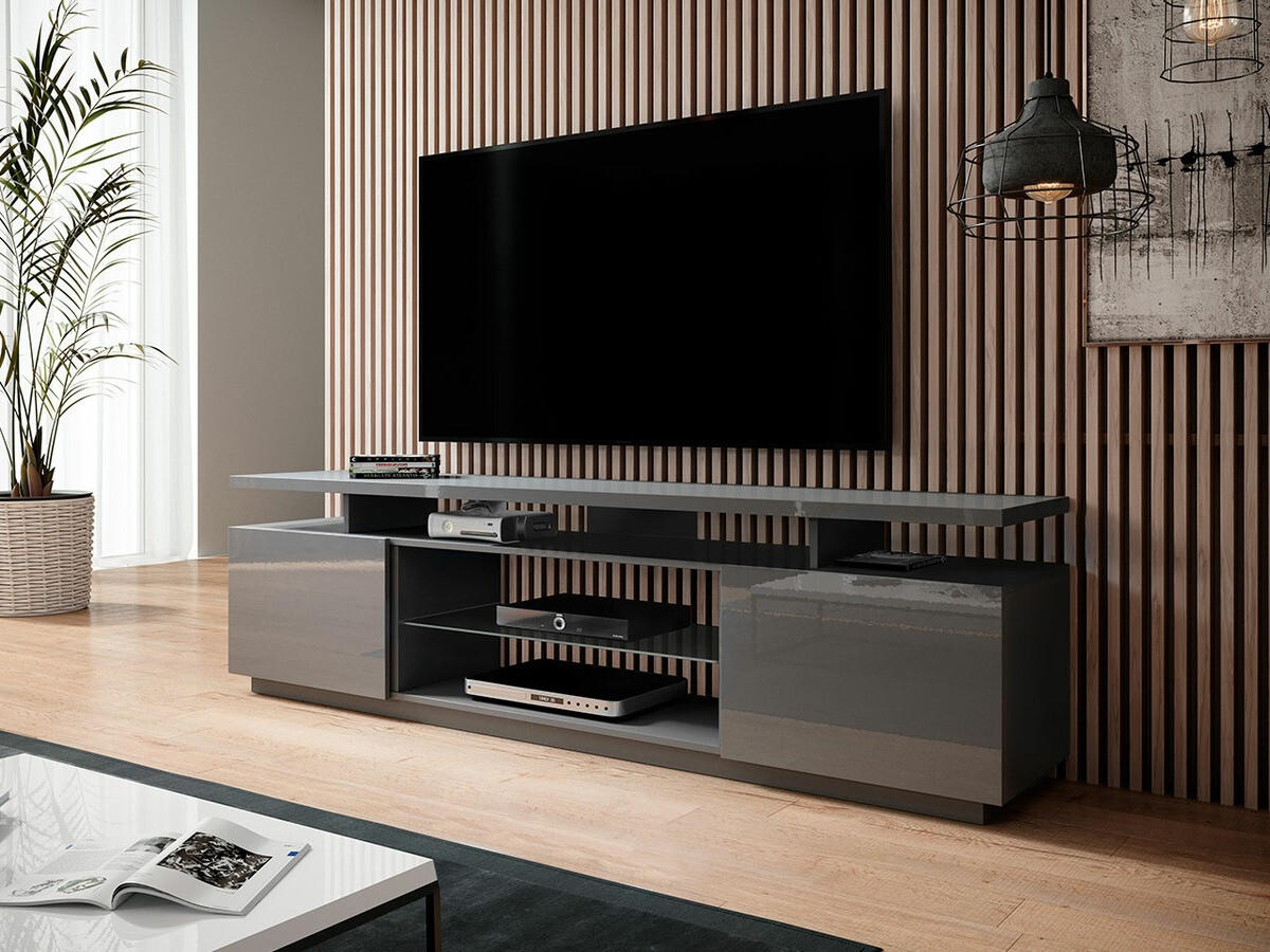 TV galds Figura (Pelēks + Glancēts pelēks)