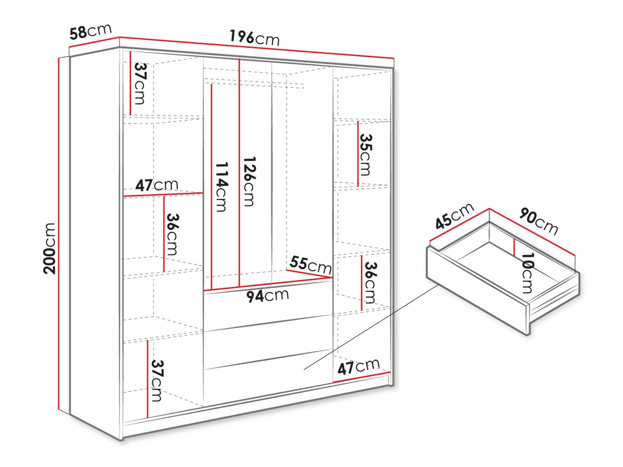 Skapis Honolulu 252 (Melns + Zelta)