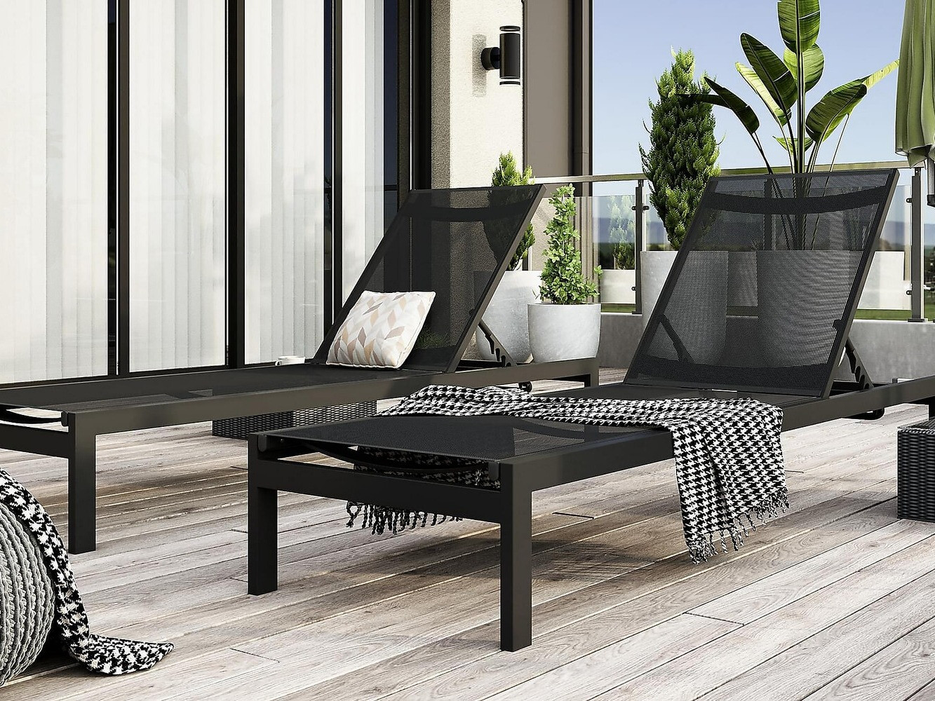 Sauļošanās krēsls Comfort Garden 1570 (Melns)