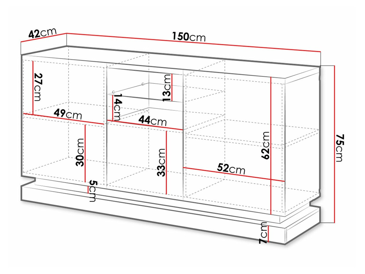Skapis Charlotte 186 (Balts + Glancēts balts)