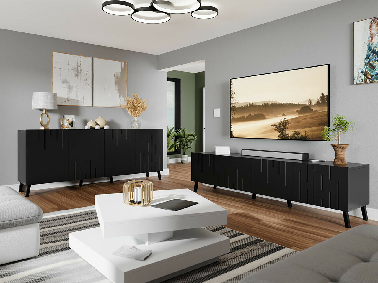 Viesistabas komplekts Comfivo 222 (Melns)