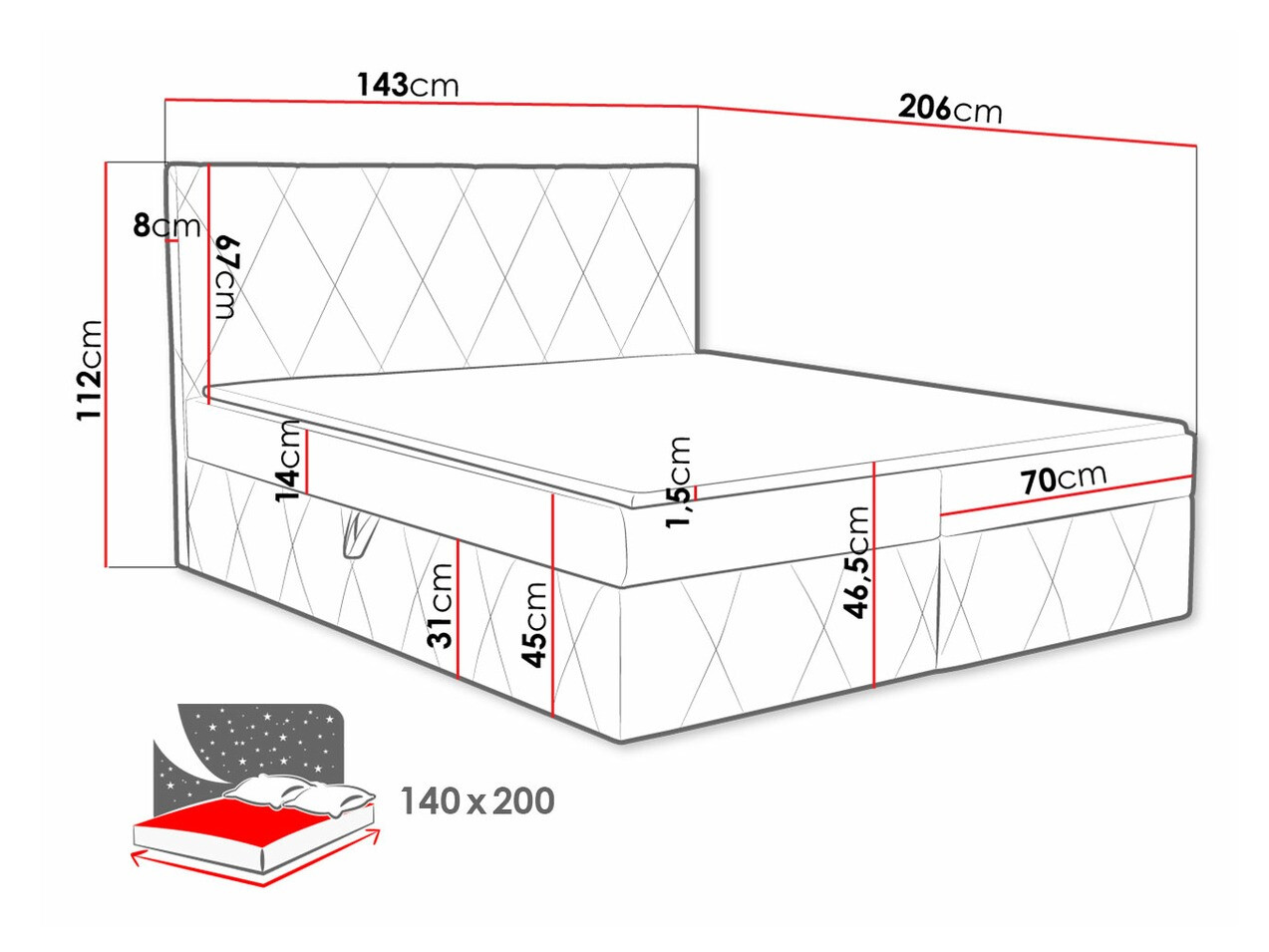 Kontinentālā gulta Comfivo 225 (Magic Velvet 2258)