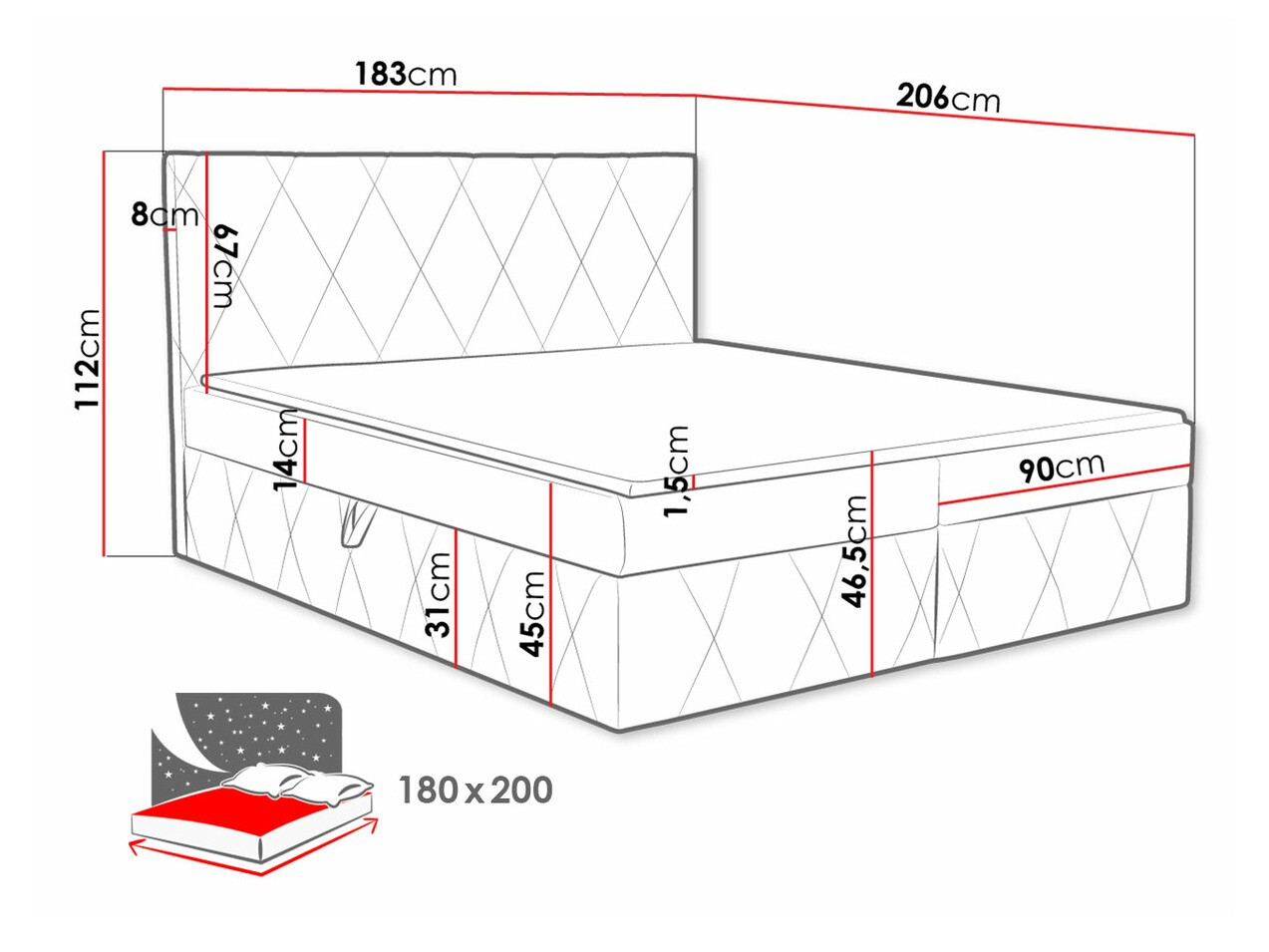Kontinentālā gulta Comfivo 225 (Magic Velvet 2299)