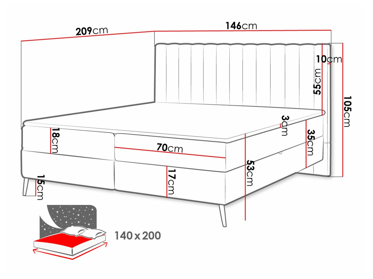 Kontinentālā gulta Indiana 159 (Poso 22 + Kronos 22)