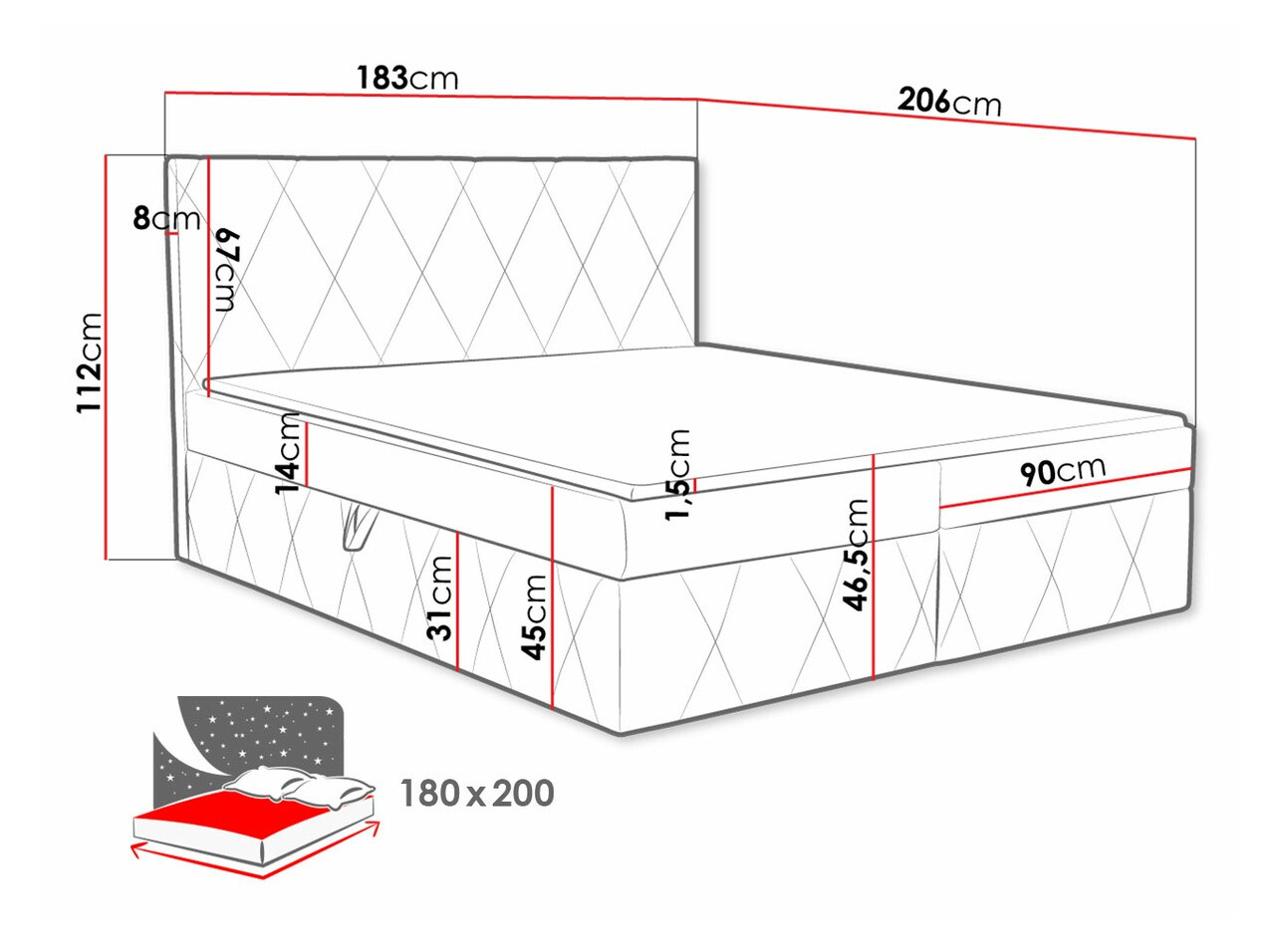Континентальная кровать Comfivo 225 (Magic Velvet 2227)