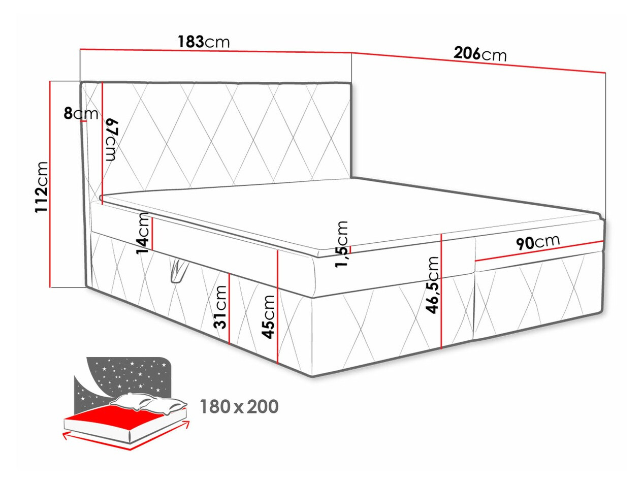 Континентальная кровать Comfivo 225 (Magic Velvet 2288)