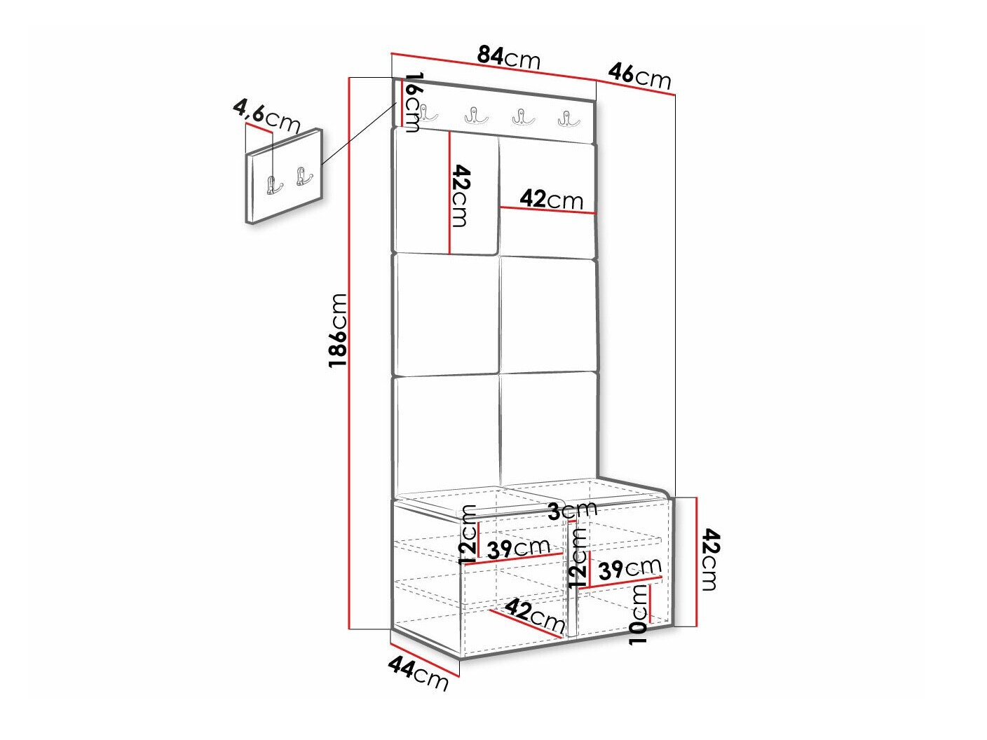 Priekšnama komplekts Hartford 375 (Balts)