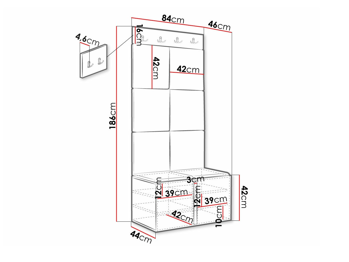 Priekšnama komplekts Hartford 375 (Balts)
