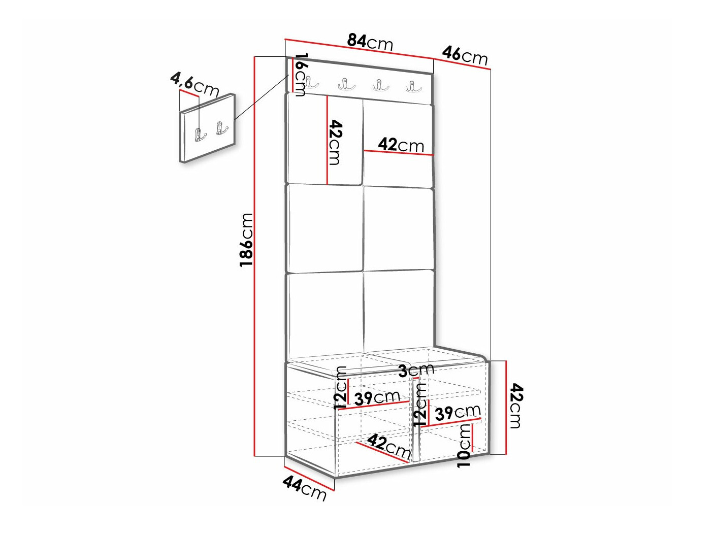 Priekšnama komplekts Hartford 375 (Melns)