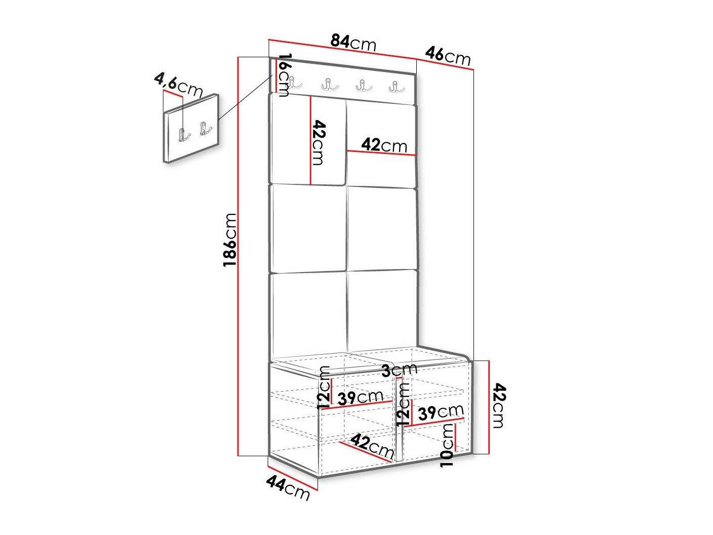 Priekšnama komplekts Hartford 375 (Melns)