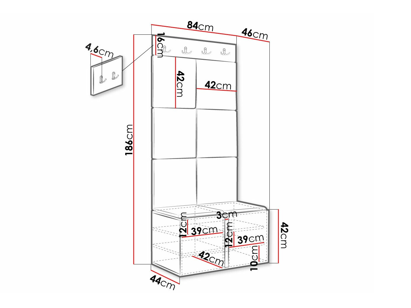 Priekšnama komplekts Hartford 375 (Melns)