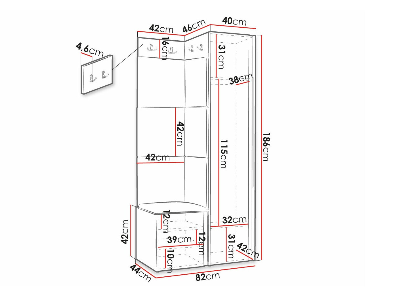 Priekšnama komplekts Hartford 381 (Balts)