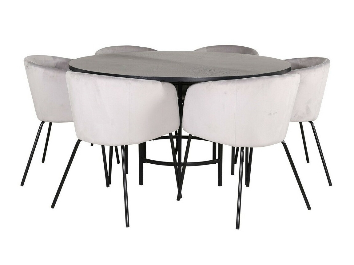 Ēdamistabas komplekts Dallas 2378 (Melns + Gaiši pelēks)