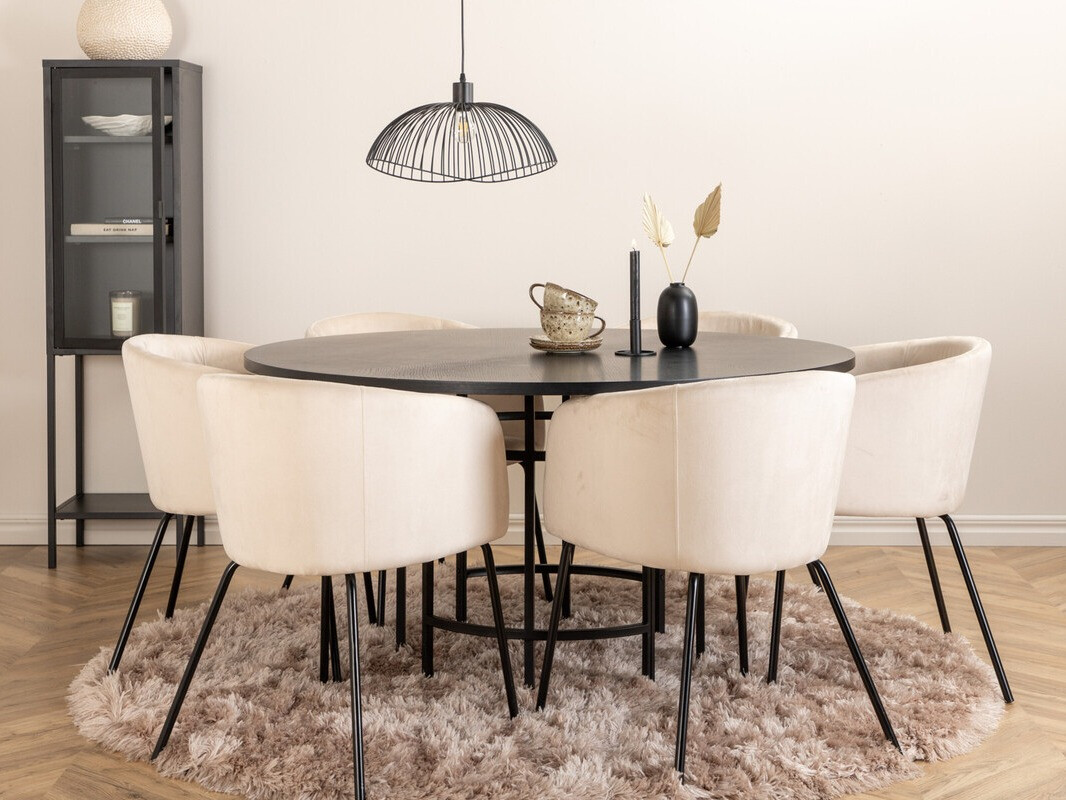 Ēdamistabas komplekts Dallas 2378 (Melns + Krēms)