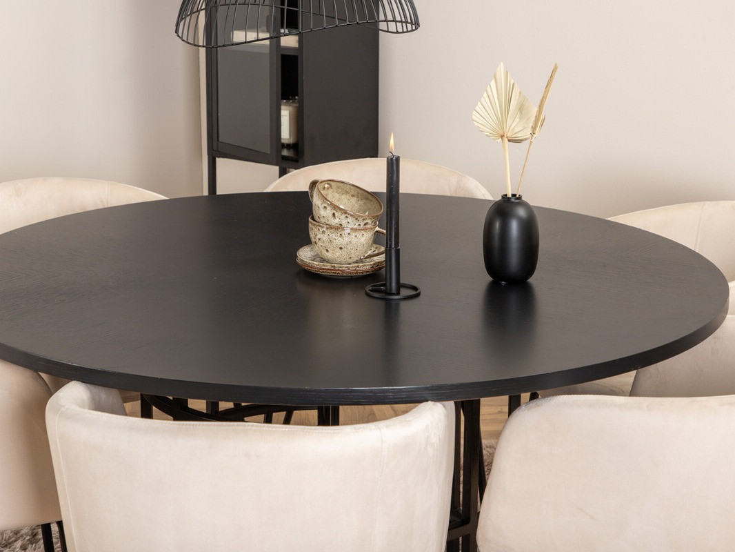 Ēdamistabas komplekts Dallas 2378 (Melns + Krēms)