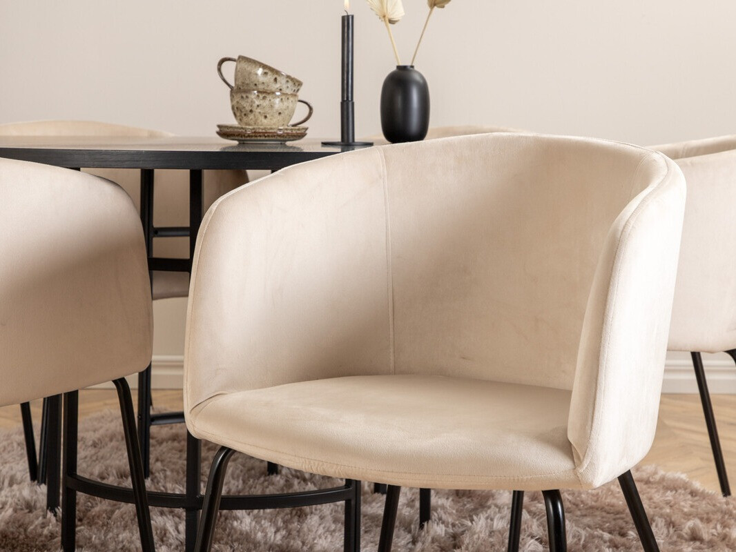 Ēdamistabas komplekts Dallas 2378 (Melns + Krēms)