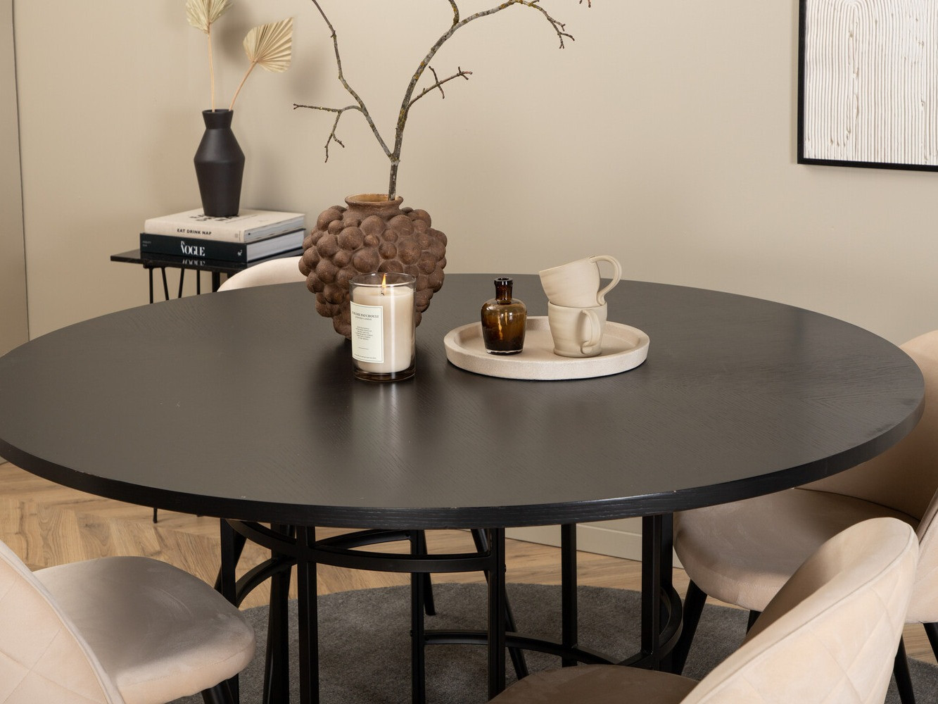 Ēdamistabas komplekts Dallas 2386 (Melns + Krēms)