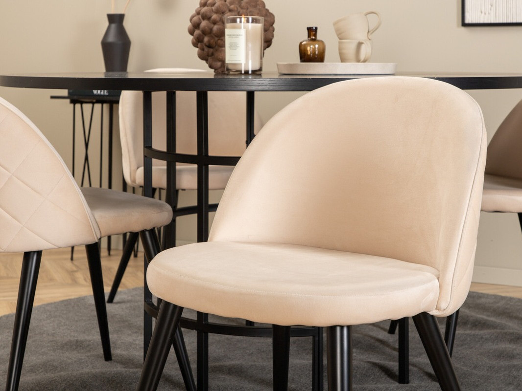 Ēdamistabas komplekts Dallas 2386 (Melns + Krēms)