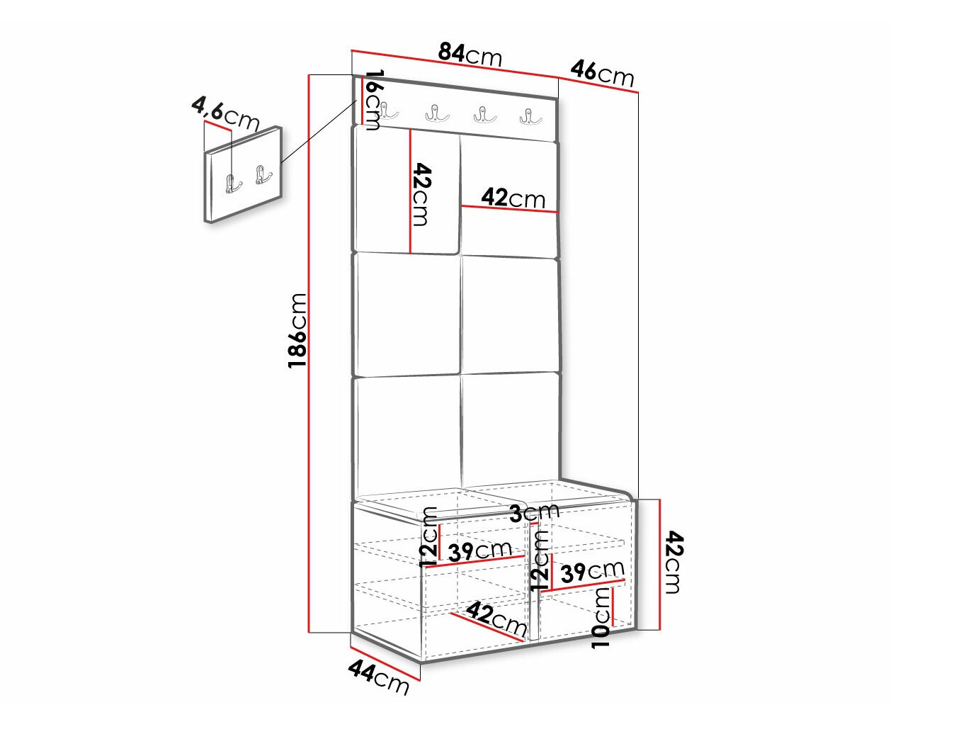 Priekšnama komplekts Hartford 383 (Melns)