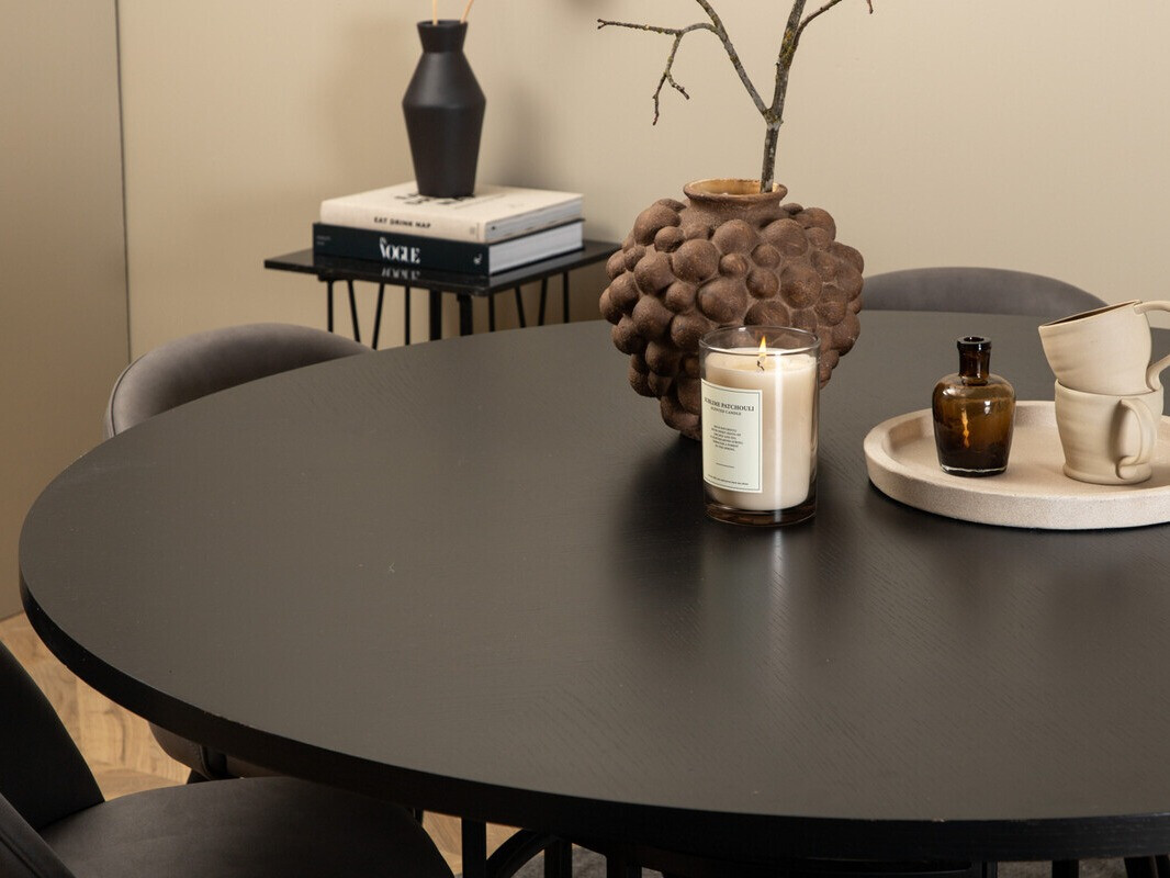 Ēdamistabas komplekts Dallas 2387 (Melns + Pelēks)