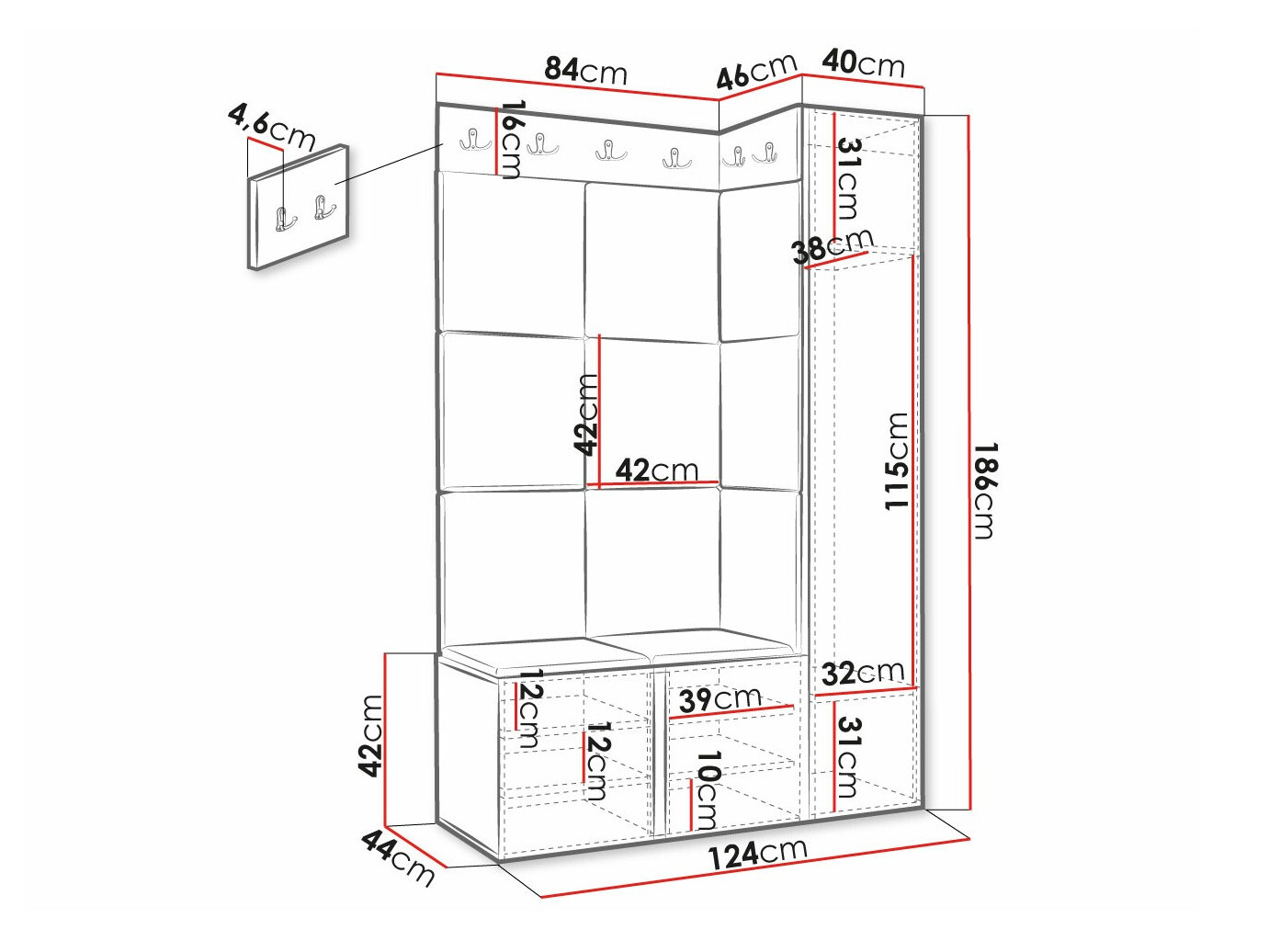 Priekšnama komplekts Hartford 385 (Balts)
