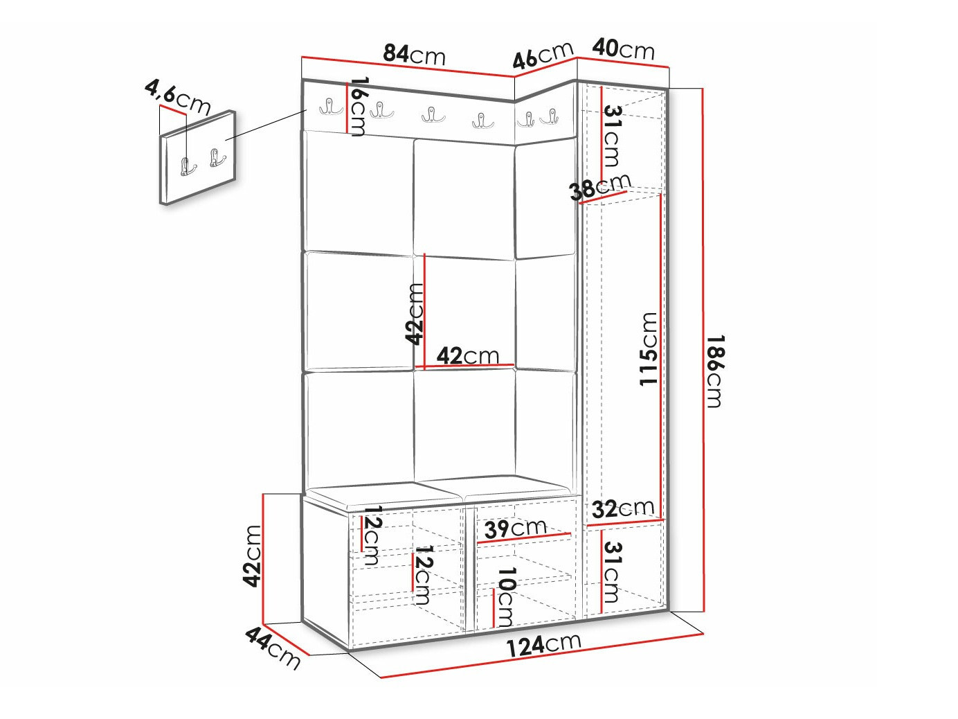 Priekšnama komplekts Hartford 385 (Balts)