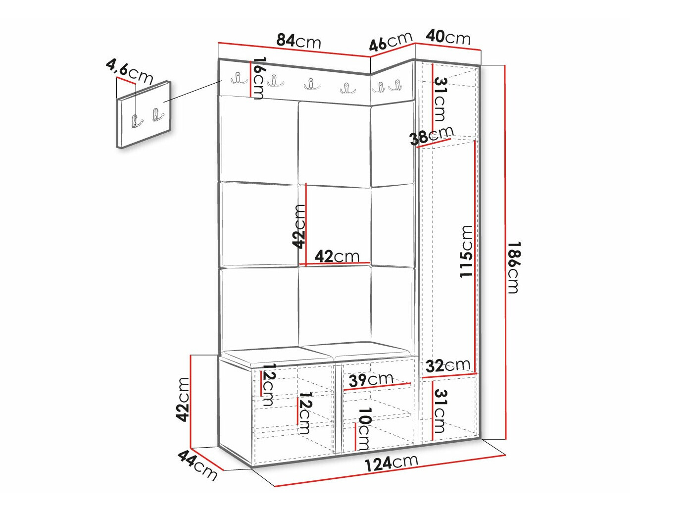 Priekšnama komplekts Hartford 385 (Balts)