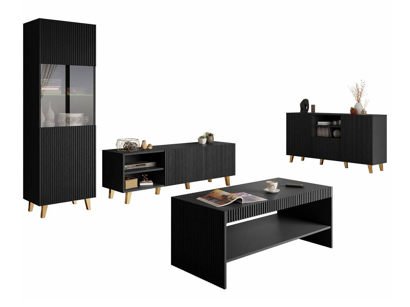 Viesistabas komplekts Dicto (Melns)