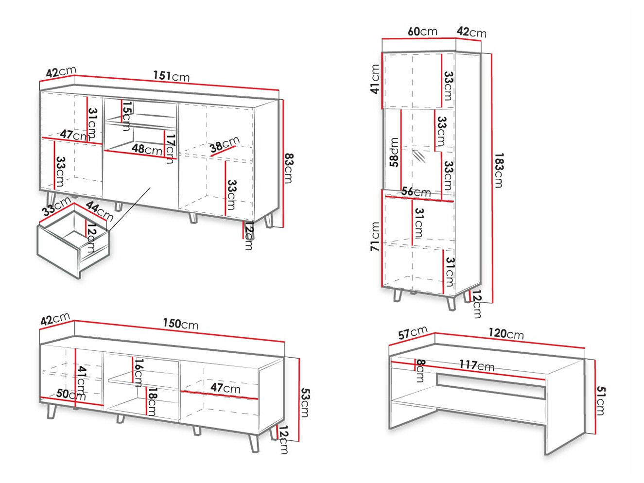 Viesistabas komplekts Levmari 109 (Balts)