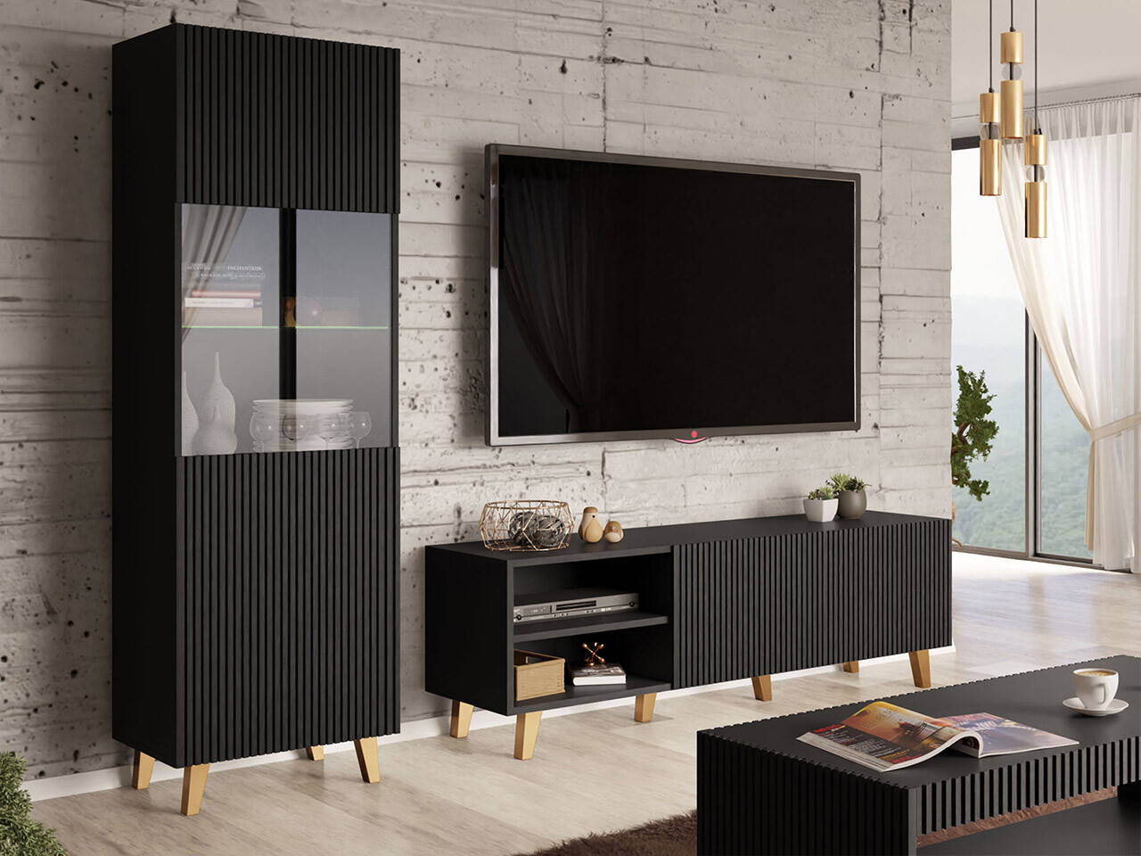 Viesistabas komplekts Levmari 110 (Melns)