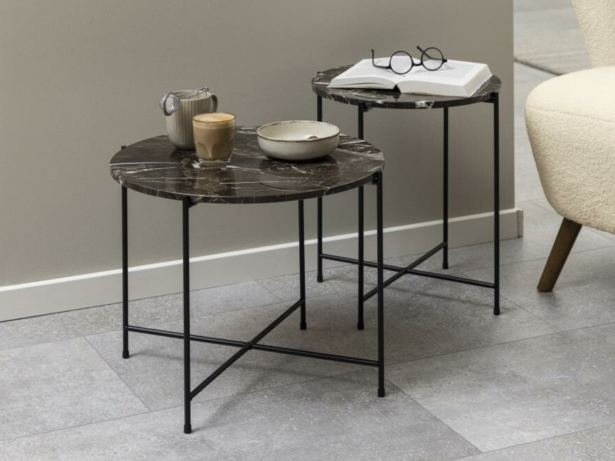 Kafijas galdiņš Norsica 609 (Brūns marmors + Melns)