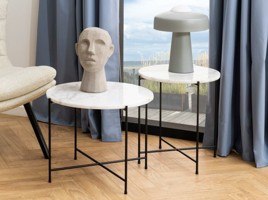 Кофейный столик Norsica 608 (Белый мрамор + Чёрный)