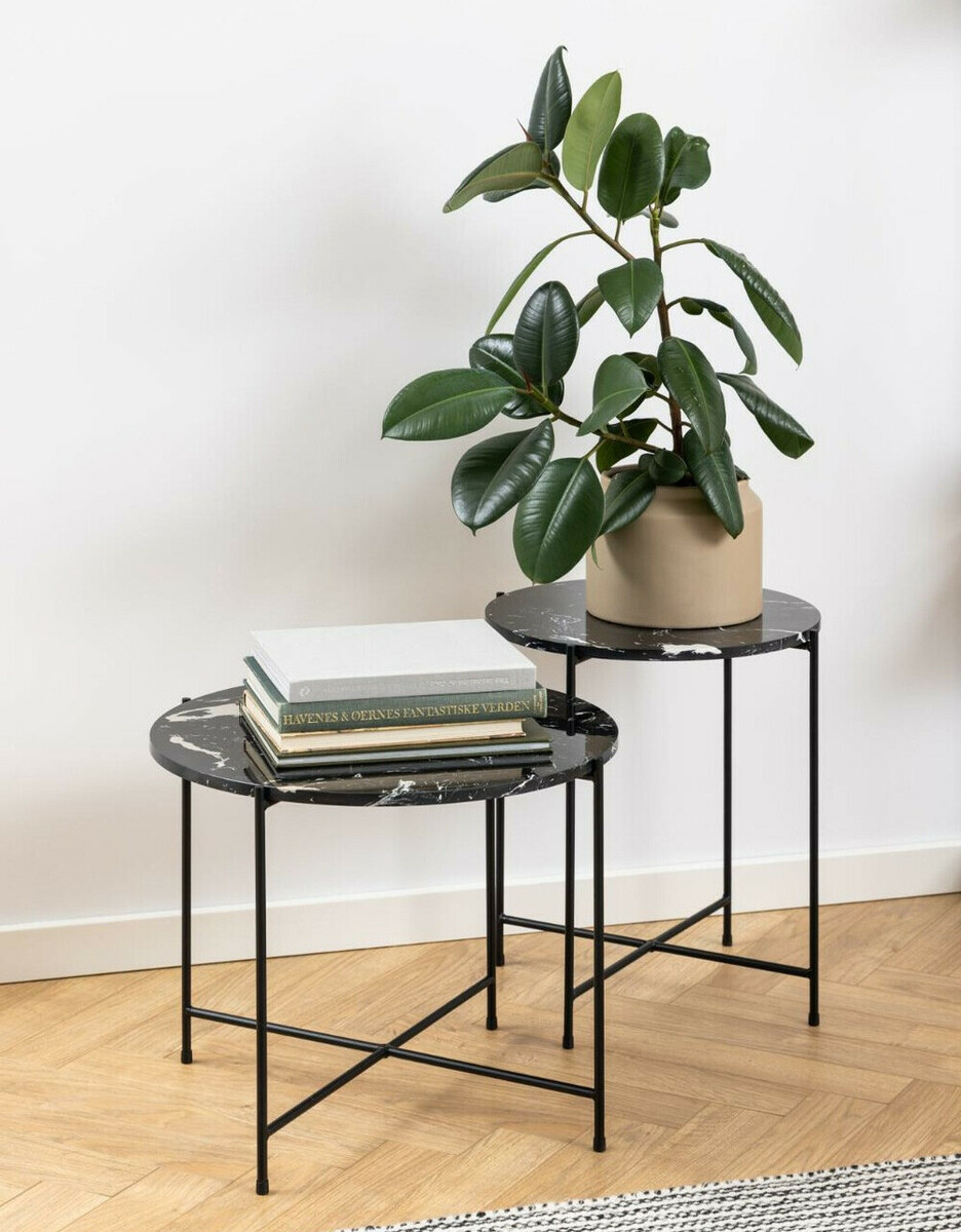 Кофейный столик Norsica 608 (Черный мрамор + Чёрный)